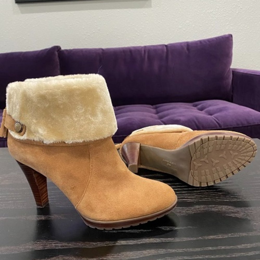 Chic & Comfy Anne Klein fleece cuffed ankle boots